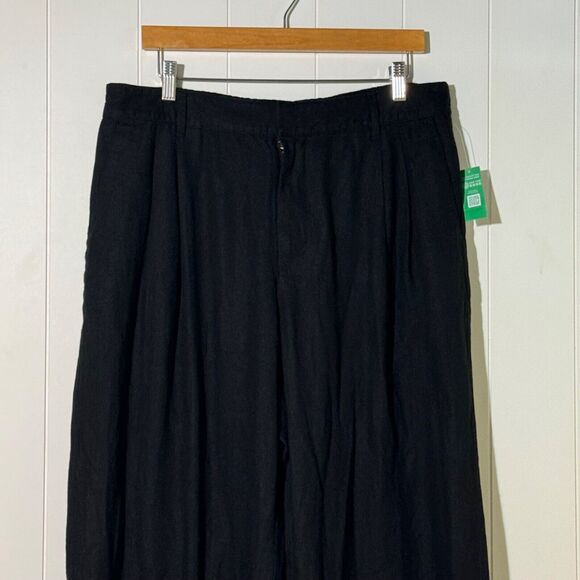 Gap Trousers Women's 16 NW0T Linen Blend High Waist Pants Wide-Leg True Black - Picture 4 of 9